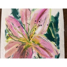 “Lilies and Her” — an oil diptych story on paper  An original pair of paintings, 15×20 cm each